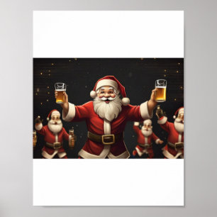 drunk Santa performing clogging dance Poster