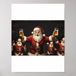 drunk Santa performing clogging dance Poster