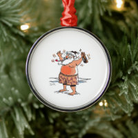 Drunk Santa round premium ornament