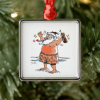 Drunk Santa square premium ornament