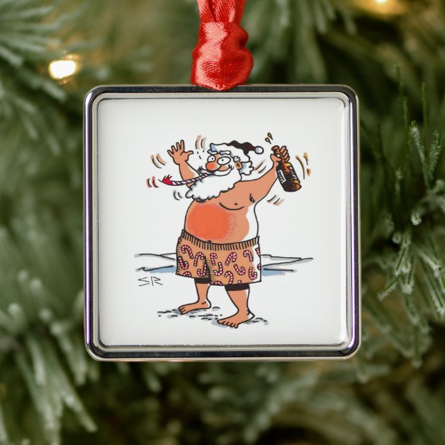 Drunk Santa square premium ornament (Tree)
