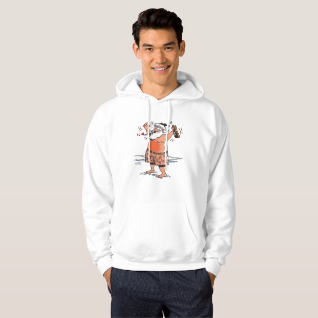 Drunk Santa white hooded sweatshirt (Front Full)