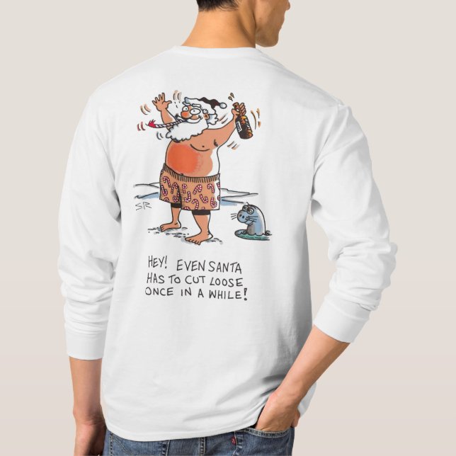 Drunk Santa white long sleeve shirt back (Back)
