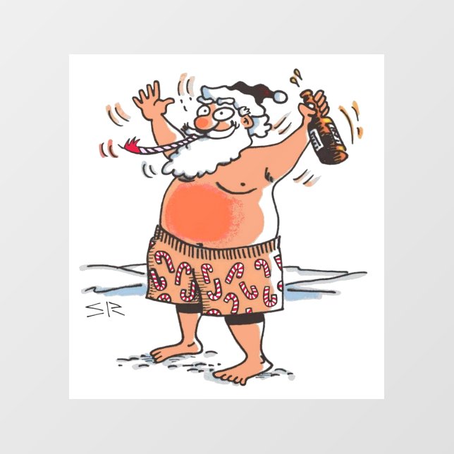 Drunk Santa window cling back stick (Sheet)
