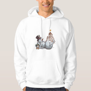 Drunk snowman with a bottle of whiskey. hoodie