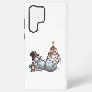 Drunk snowman with a bottle of whiskey. samsung galaxy case