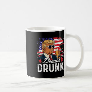 Drunk Trump Drink Beer 4th Of July American Flag Coffee Mug