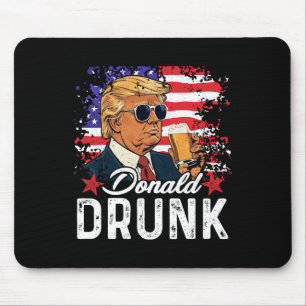Drunk Trump Drink Beer 4th Of July American Flag Mouse Pad