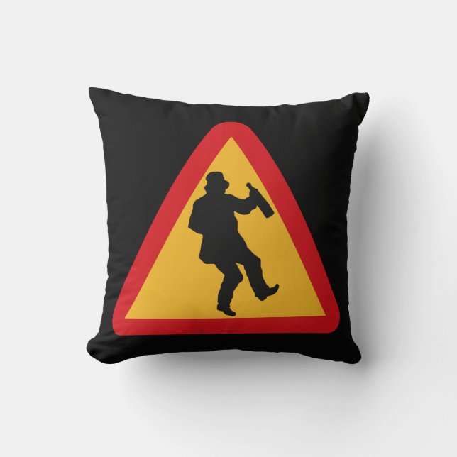 Drunk Warning custom throw pillow (Front)