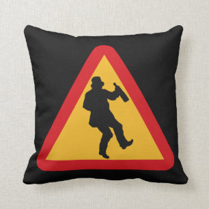 Drunk Warning custom throw pillow