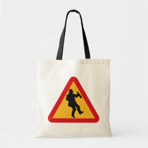 Drunk Warning tote bags