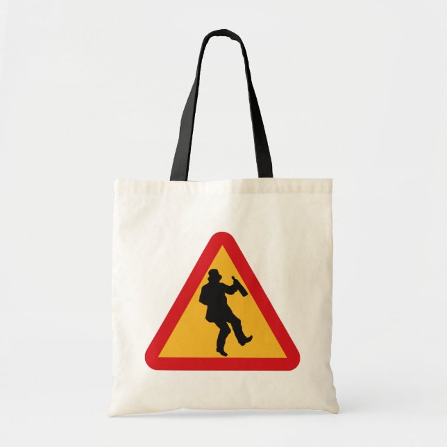 Drunk Warning tote bags (Front)