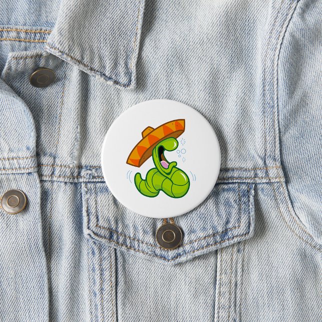 Drunk Worm with Sombrero Mexican Party 7.5 Cm Round Badge (Creator Uploaded)