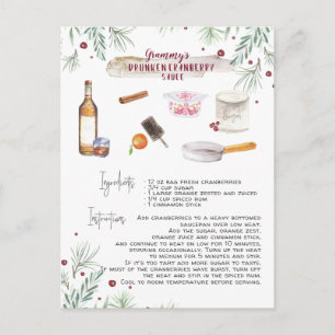 Drunken Cranberry Sauce Recipe Holiday Postcard