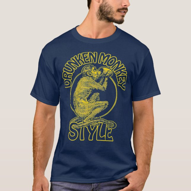 DRUNKEN MONKEY STYLE  KUNG FU BOXING 70s SAKE T-Shirt (Front)