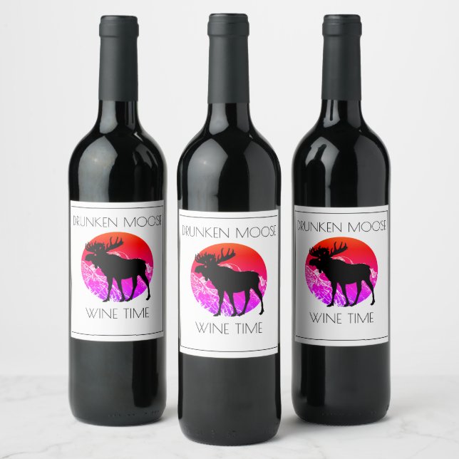 Drunken Moose Wine Time Wine Label (Bottles)