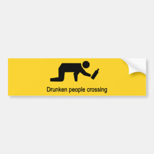 Drunken people crossing ⚠ Thai Sign ⚠ Bumper Sticker
