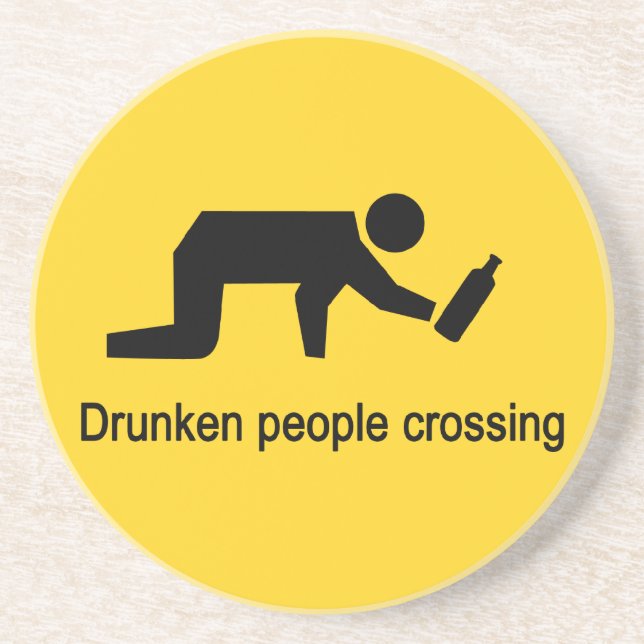 Drunken people crossing ⚠ Thai Sign ⚠ Coaster (Front)