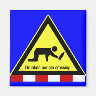 Drunken people crossing ⚠ Thai Sign ⚠ Magnet