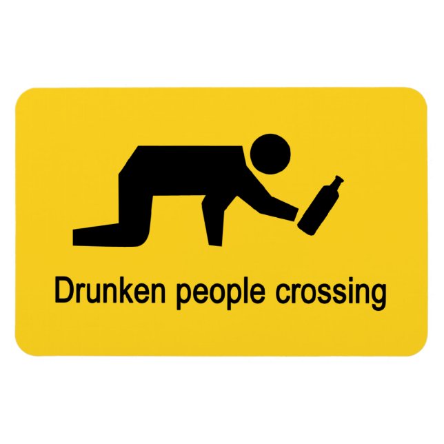 Drunken people crossing ⚠ Thai Sign ⚠ Magnet (Horizontal)