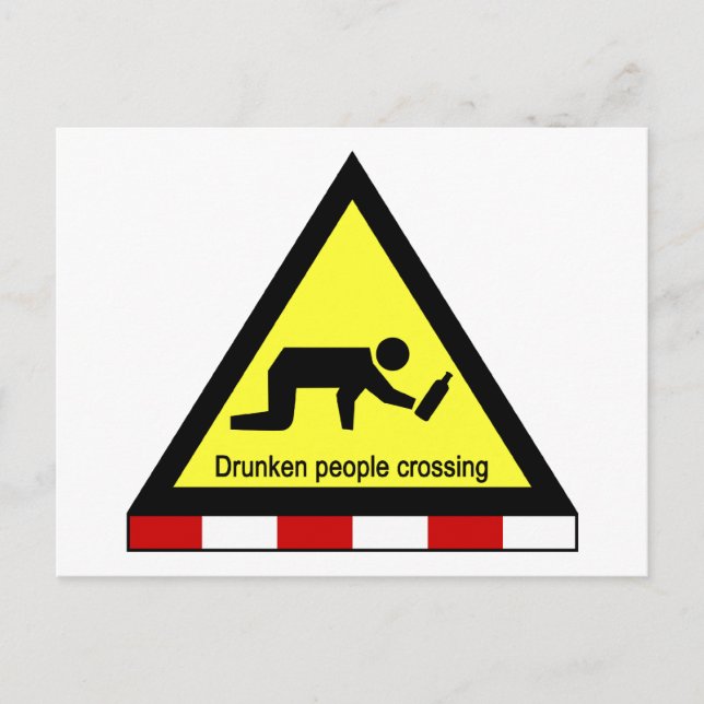 Drunken people crossing ⚠ Thai Sign ⚠ Postcard (Front)