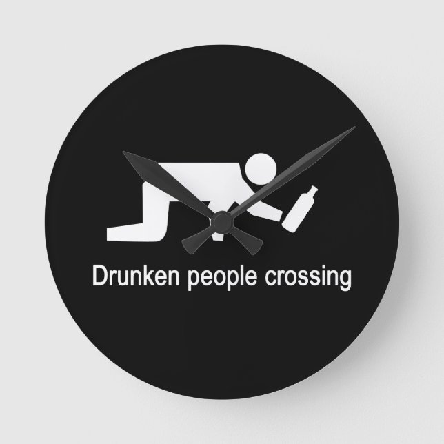 Drunken people crossing ⚠ Thai Sign ⚠ Round Clock (Front)