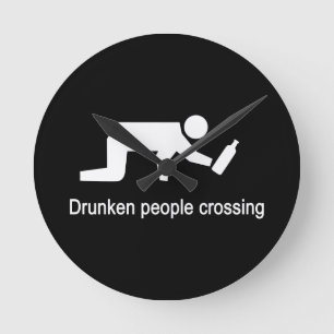 Drunken people crossing ⚠ Thai Sign ⚠ Round Clock