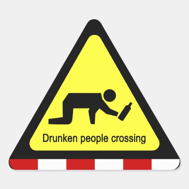 Drunken people crossing ⚠ Thai Sign ⚠ Triangle Sticker (Front)