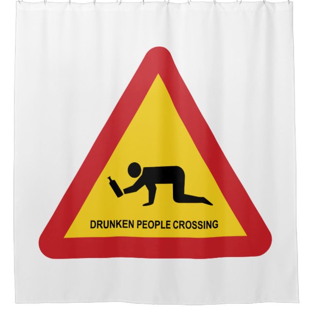 DRUNKEN PEOPLE CROSSING TRAFFIC SIGN SHOWER CURTAIN (Front)