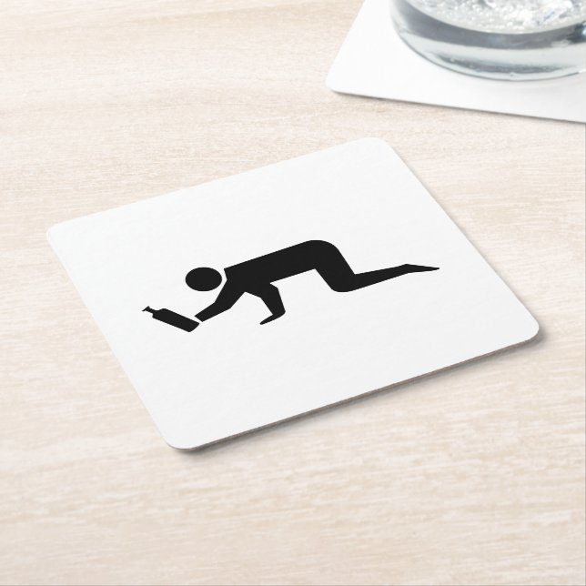 Drunken People Square Paper Coaster (Angled)