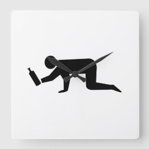 Drunken People Square Wall Clock