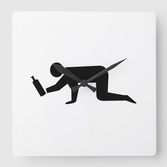 Drunken People Square Wall Clock (Front)