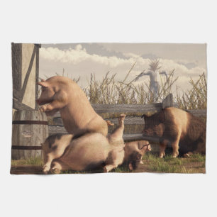 Drunken Pigs Tea Towel