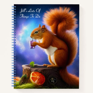 Drunken Squirrel, Personalised, Spiral Notebook