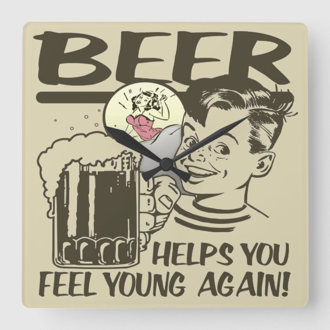 Drunker I Sit Here Square Wall Clock (Front)