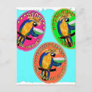DRUNKIN PARROTS POSTCARD