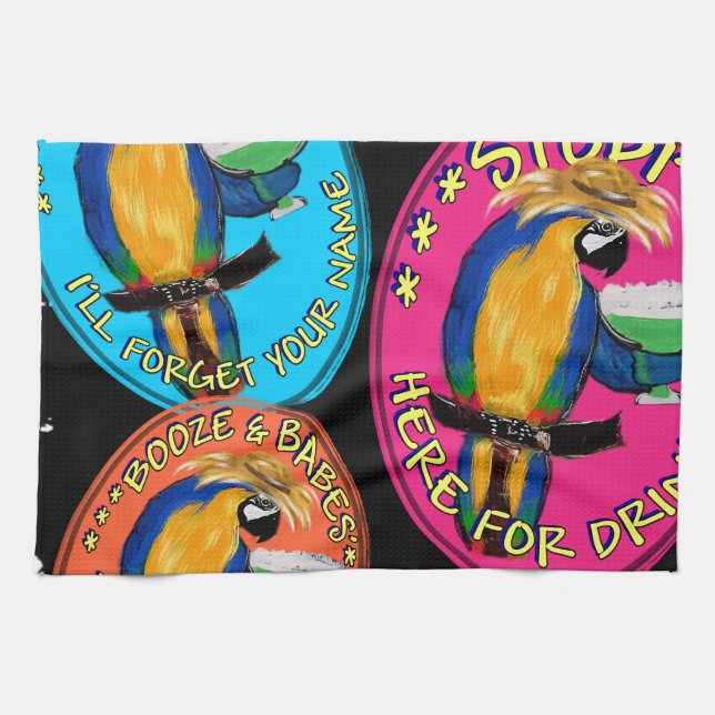 DRUNKIN PARROTS TEA TOWEL (Horizontal)