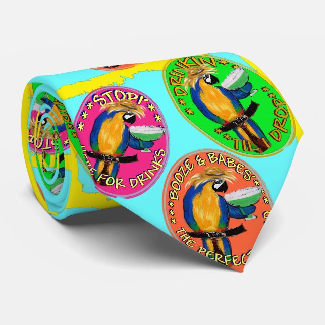 DRUNKIN PARROTS TIE (Rolled)
