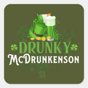 Drunky McDrunkerson St. Patrick's Day Square Sticker