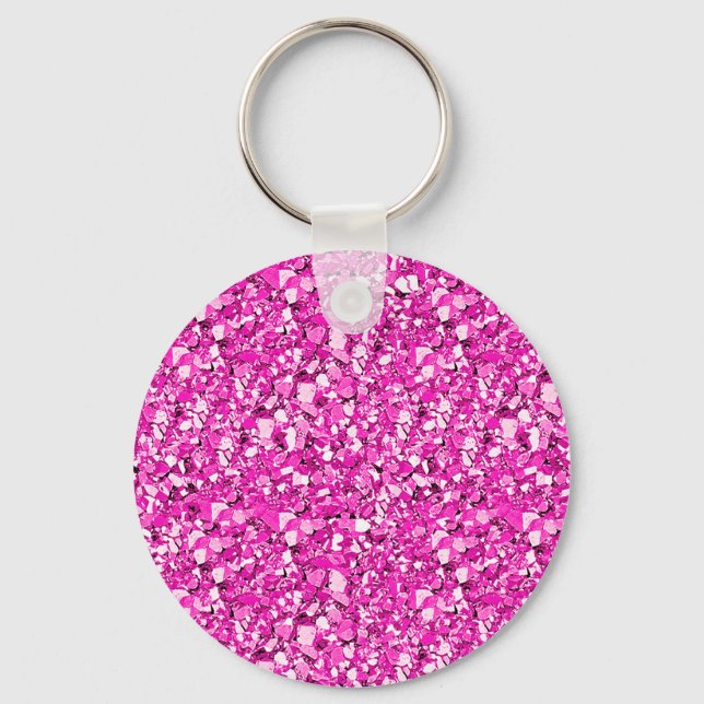 Druzy crystal - fuchsia pink key ring (Front)