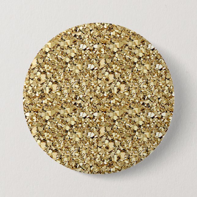 Druzy crystal - metallic gold 7.5 cm round badge (Front)