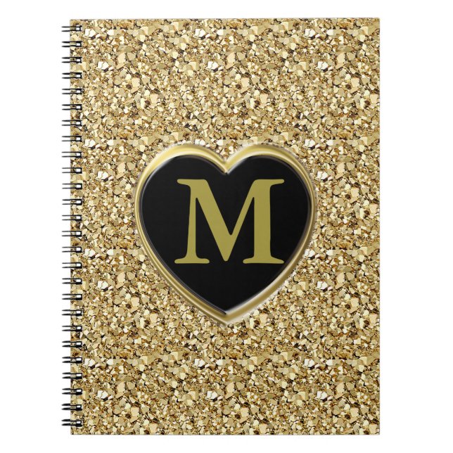 Druzy crystal monogram - metallic gold notebook (Front)