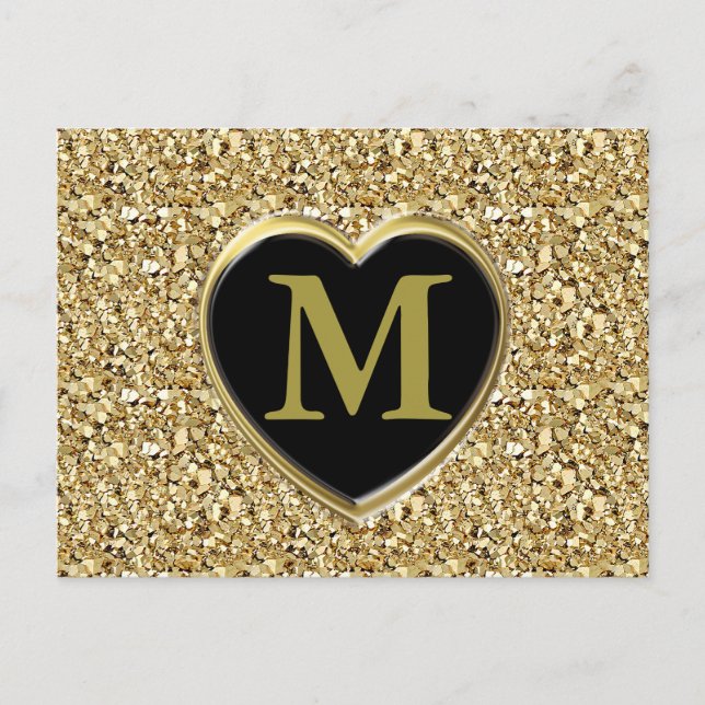 Druzy crystal monogram - metallic gold postcard (Front)