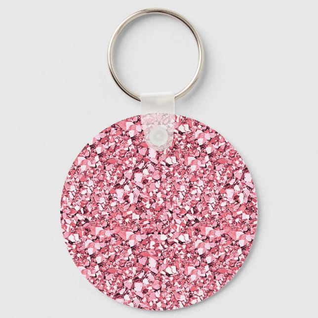 Druzy crystal - rose quartz pink key ring (Front)