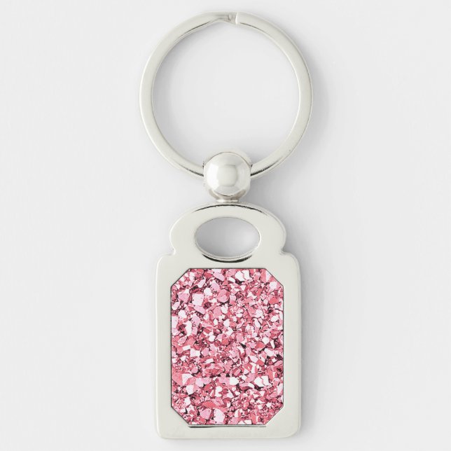 Druzy crystal - rose quartz pink key ring (Front)