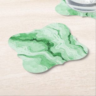 Druzy Forest Green Agate Look  Paper Coaster