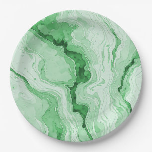 Druzy Forest Green Agate Look Paper Plate