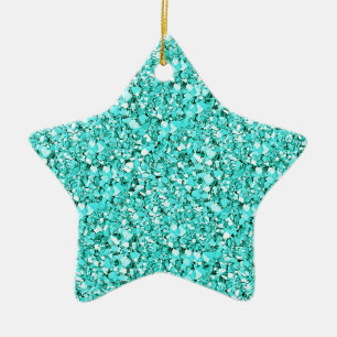 Druzy quartz crystals - aquamarine blue ceramic tree decoration