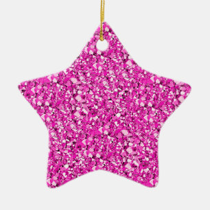 Druzy quartz crystals - fuchsia pink ceramic ornament
