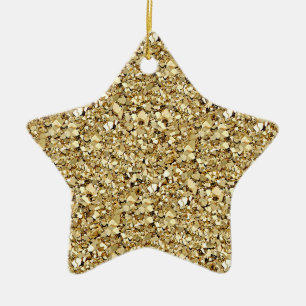 Druzy quartz crystals - metallic gold ceramic tree decoration